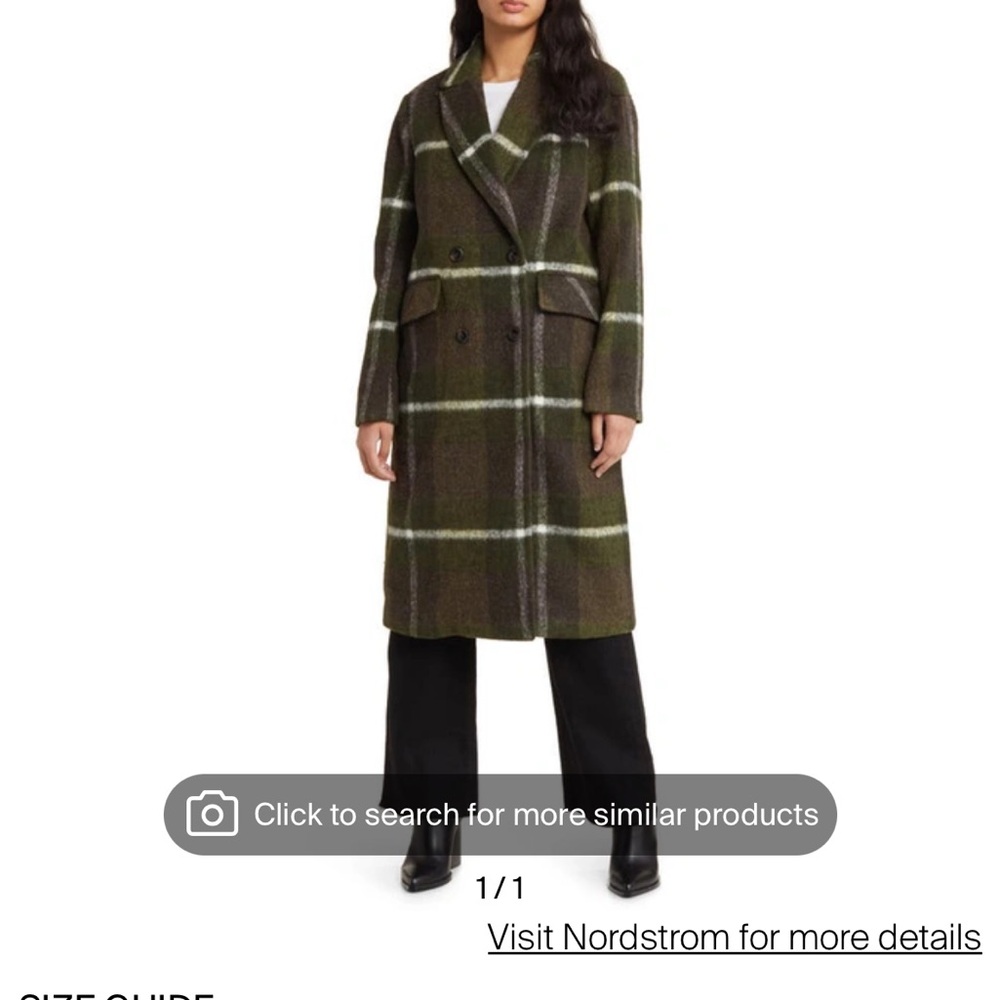 BCBGMAXAZRIA
Double Breasted Coat In Green Brown Plaid
